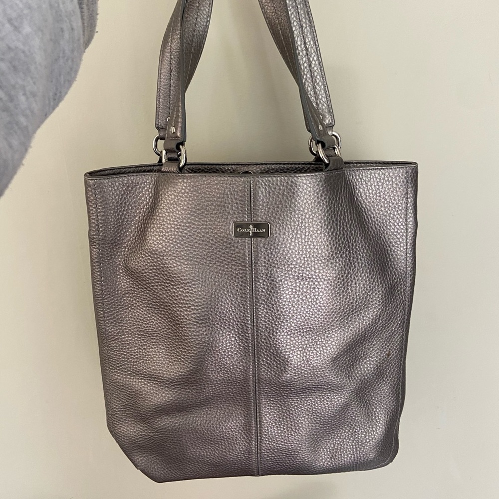 Silver Cole Haan Leather Tote